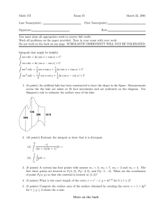 Math 172 Exam II March 22, 2001 Last Name(print):