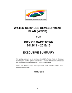 WATER SERVICES DEVELOPMENT PLAN (WSDP) CITY OF CAPE TOWN