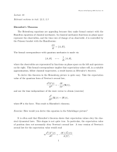 Lecture 16 Relevant sections in text: §2.2, 2.3 Ehrenfest’s Theorem