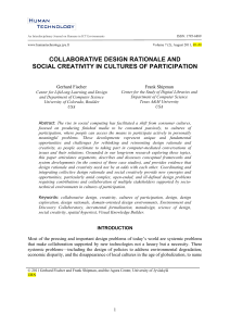 COLLABORATIVE DESIGN RATIONALE AND SOCIAL CREATIVITY IN CULTURES OF PARTICIPATION  Frank Shipman