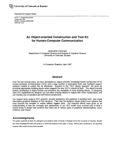 ~ An  Object-oriented Construction and Tool Kit for Human-Computer Communication University