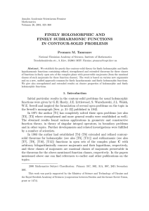 FINELY HOLOMORPHIC AND FINELY SUBHARMONIC FUNCTIONS IN CONTOUR-SOLID PROBLEMS Promarz M. Tamrazov