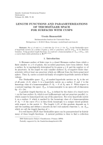 LENGTH FUNCTIONS AND PARAMETERIZATIONS OF TEICHM ¨ ULLER SPACE FOR SURFACES WITH CUSPS