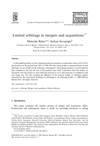 Limited arbitrage in mergers and acquisitions -soglu Malcolm Baker *, Serkan Sava