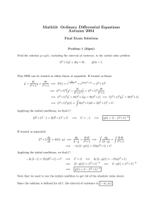 Math53: Ordinary Differential Equations Autumn 2004 Final Exam Solutions