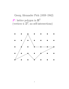 Georg Alexander Pick (1859–1942) : lattice polygon in R (vertices ∈ Z