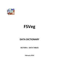 FSVeg DATA DICTIONARY SECTION I:  DATA TABLES February 2014