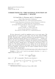 CORRECTIONS TO “THE MAXIMAL FUNCTION ON L VARIABLE SPACES”