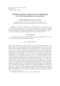 HIGHER ORDER VARIATIONAL PROBLEMS ON TWO-DIMENSIONAL DOMAINS Michael Bildhauer and Martin Fuchs