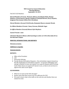 WIU Council on General Education Meeting Minutes September 10, 2015