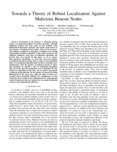 Towards a Theory of Robust Localization Against Malicious Beacon Nodes Sheng Zhong