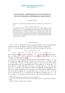 ASYMPTOTIC PROPERTIES OF SOLUTIONS OF NONAUTONOMOUS DIFFERENCE EQUATIONS Janusz Migda