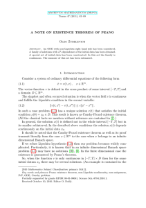 A NOTE ON EXISTENCE THEOREM OF PEANO Oleg Zubelevich