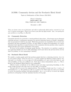 18.S096: Community dection and the Stochastic Block Model