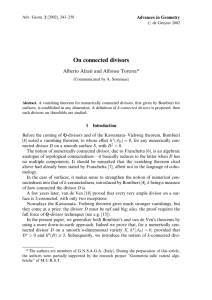 On connected divisors Alberto Alzati and Alfonso Tortora* Advances in Geometry