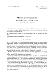 Adjacency preserving mappings Wen-ling Huang and Andreas E. Schroth Advances in Geometry