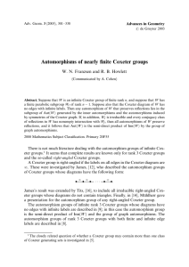 Automorphisms of nearly ﬁnite Coxeter groups Advances in Geometry