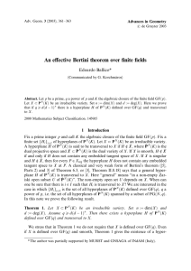An e¤ective Bertini theorem over ﬁnite ﬁelds Edoardo Ballico* Advances in Geometry