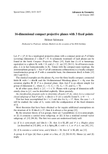 16-dimensional compact projective planes with 3 ﬁxed points Helmut Salzmann