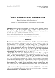 Ovoids of the Hermitian surface in odd characteristic Advances in Geometry