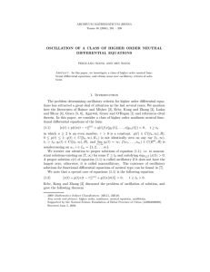 OSCILLATION OF A CLASS OF HIGHER ORDER NEUTRAL DIFFERENTIAL EQUATIONS