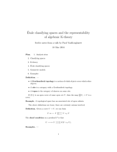 ´ Etale classifying spaces and the representability of algebraic K-theory