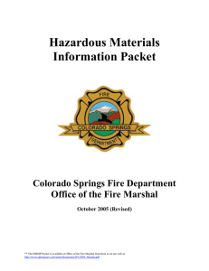Hazardous Materials Information Packet  Colorado Springs Fire Department
