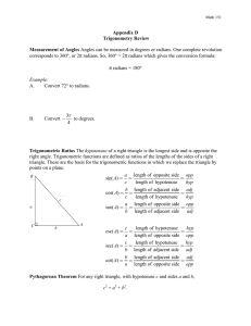 Appendix D Trigonometry Review  Measurement of Angles