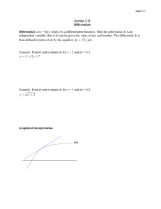( ) Section 3.11 Differentials Differential