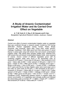 A Study of Arsenic Contaminated Irrigation Water and its Carried Over