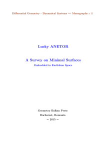 Lucky ANETOR A Survey on Minimal Surfaces Diﬀerential Geometry - Dynamical Systems Monographs