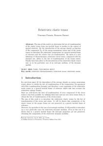 Relativistic elastic tensor Vincenzo Ciancio, Franceso Farsaci