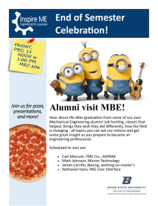 End of Semester Celebration! Alumni visit MBE! Join us for pizza,
