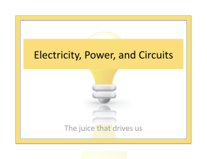 Electricity, Power, and Circuits  The juice that drives us 