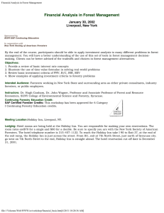 Financial Analysis in Forest Management January 30, 2002 Liverpool, New York