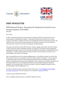 FIRST NEWSLETTER DFID Research Project: ‘Innovation for Productivity Growth in Low