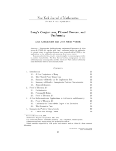New York Journal of Mathematics Lang’s Conjectures, Fibered Powers, and Uniformity