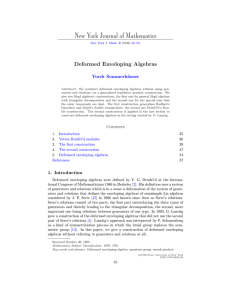 New York Journal of Mathematics Deformed Enveloping Algebras Yorck Sommerh¨auser