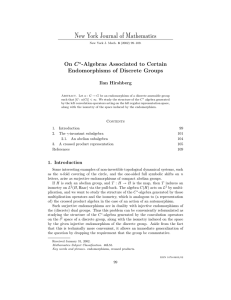New York Journal of Mathematics On -Algebras Associated to Certain
