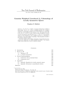 New York Journal of Mathematics Gaussian Weighted Unreduced Cohomology of Locally Symmetric Spaces