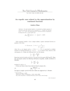 New York Journal of Mathematics continued fractions Andrew Haas