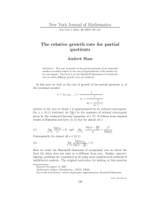 New York Journal of Mathematics The relative growth rate for partial quotients