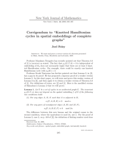 New York Journal of Mathematics Corrigendum to “Knotted Hamiltonian graphs”