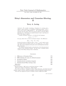New York Journal of Mathematics R´ enyi dimension and Gaussian ﬁltering. II