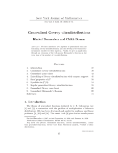 New York Journal of Mathematics Generalized Gevrey ultradistributions Khaled Benmeriem Chikh Bouzar