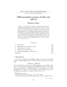 New York Journal of Mathematics Diffeomorphism groups of balls and spheres Kathryn Mann