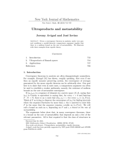 New York Journal of Mathematics Ultraproducts and metastability Jeremy Avigad e Iovino