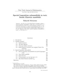 New York Journal of Mathematics Special Legendrian submanifolds in toric Sasaki–Einstein manifolds