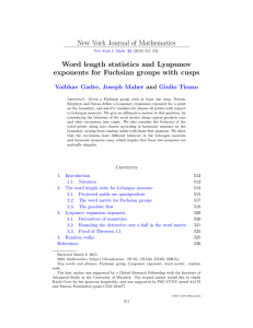 New York Journal of Mathematics Word length statistics and Lyapunov