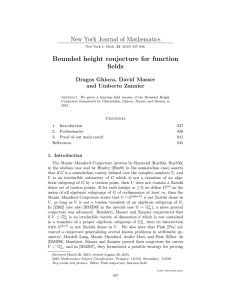 New York Journal of Mathematics Bounded height conjecture for function fields